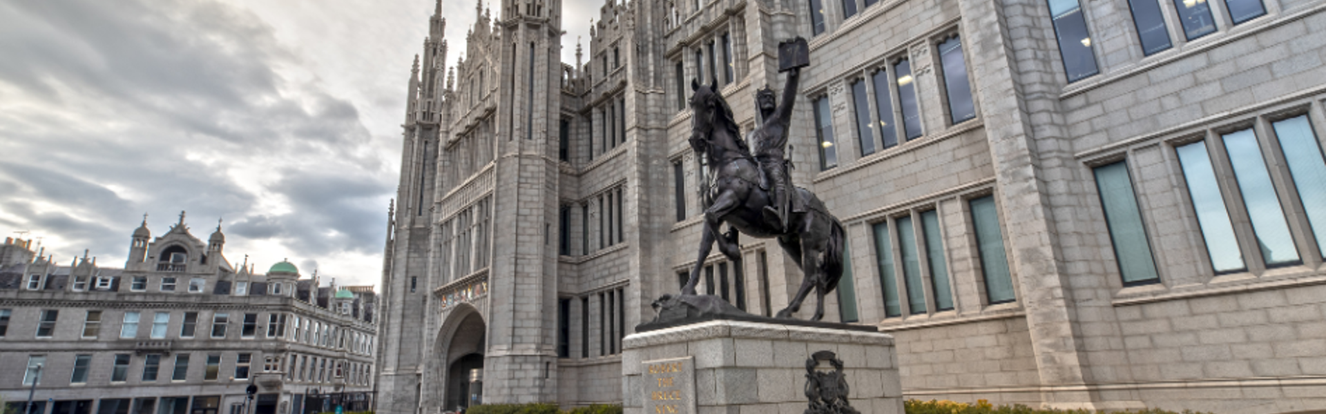 View of granite town hall in Aberdeen city centre.
